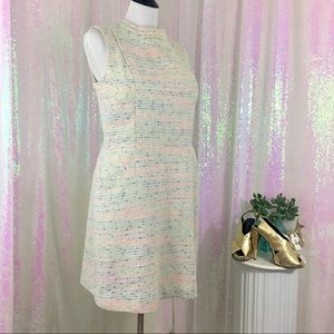 Halogen 14P woven neon & neutral dress w collar